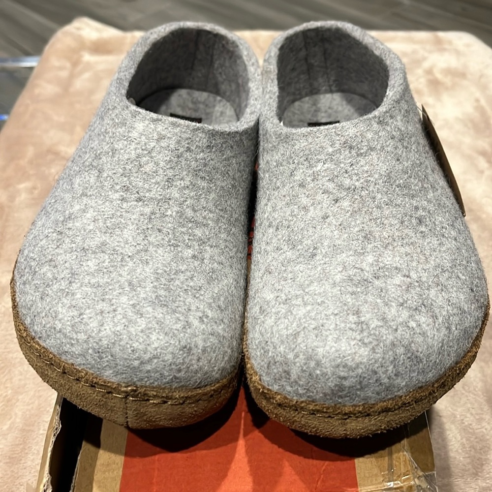 HAFLINGER Emils Slipper Silver GRAY Arch Support US 8.5-9 EU 40